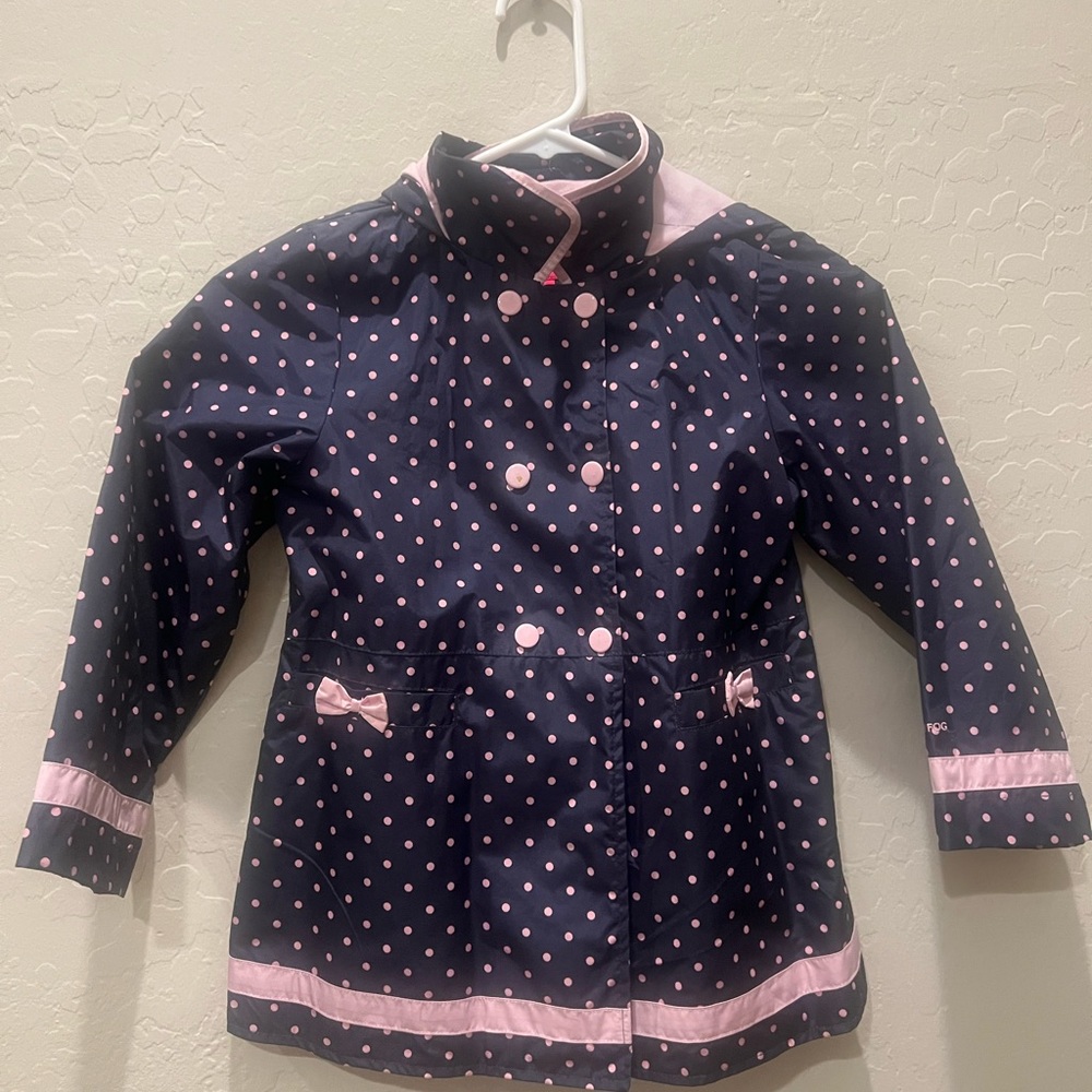 Girls Size 6 London Fog Polka Dot Raincoat